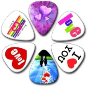 6 LOVE ~ Guitar Picks ~ Plectrums ~ Genuine Celluloid Guitar Picks