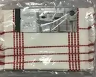 Kitchen Table Runner Farmhouse Red and Off White Fringed Monarch Stitched New