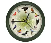 Mark Feldstein 20th Anniversary Singing Bird Wall Clock 8" Green Matte BIRD8