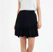 DECJUBA Rosa Crossover Ruffle Black Skirt - Size Large