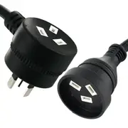 Piggyback Mains Power Extension Cord Australian 240V Power Lead AU 3-Pin Black