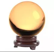 Giant 6 inch (150mm) Genuine Quartz Crystal Sphere (Golden Color) & Wood Base