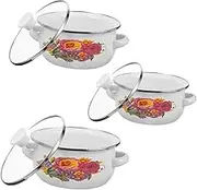 Gatuida 3 Pcs Cooking Pot Pans Saucepan Deep Frying Pan with Lid Stock Pot with Lid Milk Pan Handles Double Boiler Lodge Oven Casserole Small Pot Induction Pot Trifle Fryer Colorful Enamel