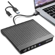 YOTUO External DVD Drive, Portable USB 3.0 CD +/-RW Drive DVD Player for ROM Rewriter Burner for Laptop Desktop, Compatible with Windows 7/8/10/11 Mac MacBook Pro/Air