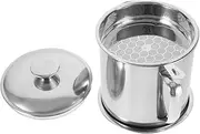 BESTOYARD Stainless Steel Oil Strainer Pot with Removable Fine Mesh Strainer Capacity Comfortable Non Slip Handle for Kitchen Grease Storage and Liquid Seasoning