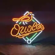 Baltimore Orioles 20"x16" Neon Sign Lamp Light Hanging Wall Decor Artwork AL