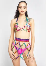 [Daisy Corsets] Rainbow Harness Bra Top