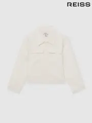 Reiss Ivory Joss 13-14 yrs Button-Through Cropped Shirt Jacket (AT8161) | $185