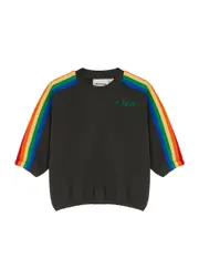 Mini Rodini Kids Rainbow Logo Cotton Sweatshirt - Black - 140/146 (10 Years) 140/146 (10 years)