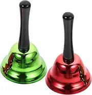 Angoily 2Pcs Restaurant Service Calling Hand Bells Retro Design Metal Bell for Classroom Christmas Office Use Handle for Comfortable Grip and Attention Catching