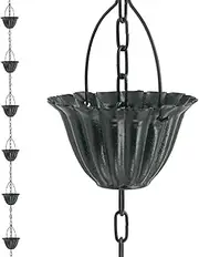 DFTDFYXYRain Chain Outdoor Rain Chains Rain Water Catcher Metal Hanging Rain Chains Outside Water Diverter for Window Garden Decorations Movable Hanging for Gutters, Patios, Gardens,3.6m(11.8ft)