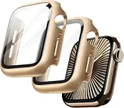 JETech Case with Screen Protector for Apple Watch Series 10 42mm, Overall Protective Cover, Built-in Tempered Glass Film High Sensitivity, 2 Pack (Gold)
