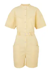 Isabel Marant étoile Kiara Belted Cotton Playsuit - Yellow 38 (UK10 / S)