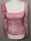 NWT Rewash Ruffled Solid Long Sleeve Square Neck Blouse Top Dusty Mauve Size M