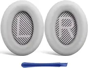 T Tersely Replacement Earpads Cushions for Bose QC35/35II/45 QuietComfort 35 Headphones, Ear Pads Covers with Soft Protein Leather Shaped Scrims with 'L and R' Lettering (Grey)