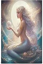 RPLIFE Mystical Mermaid Tea Towels, 28x18 Inches Absorbent Printed Hand Towels, Set of 4