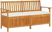 Storage Bench with Cushion 148 cm Solid Wood Acacia,Outdoor Benches 26.2KG-316737