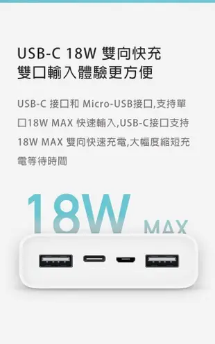 小米行動電源3 20000mah 行動電源 USB-C雙向快充版 (7.2折)