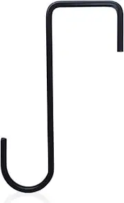 Steel Fence Hook Hanger - Patio Hanging Hook for Windchime, Garland, Lights, plantrs, Bird Feeder | Indoor Outdoor Deck Fence Bracket, Black Metal Rail Hooks for Wall, Porch, Fence Mounting, Balcony