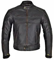 Men Motorcycle Armor Leather Jacket Vintage Style by WICKED STOCK Black MBJ24