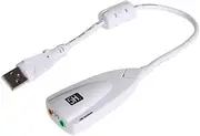 USB Sound Card 3D Virtual 7.1 Surround Stereo Audio Plus Mic External Headset Speaker Adapter with Cable Black White 5Hv2 (White)