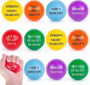 Motivational Stress Balls, 12pcs Inspirational Stress Balls 2 Inch Foam Balls With Positive Quetos For Kids And Adults Stress Relief Hand Exercise