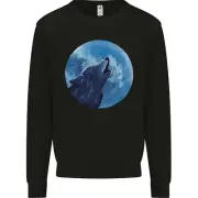 A Howling Wolf Full Moon Werewolves Kids Sweatshirt Jumper