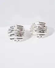 Silver Chunky Textured Stud Earrings