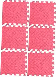 LOORGVEL 6Pcs Thicken Eva Leaf Grain Interlocking Floor Mat Mat Cushioned Rug for Living Bedroom and Play Areas Red