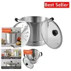 Elegant 24-Quart Aluminum Steamer with Hand Wash Care & Versatile Insert