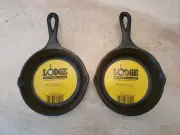 Lodge 5" Cast Iron Mini Skillet H5MS Frying Pan Pre-Seasoned Set of 2 NEW