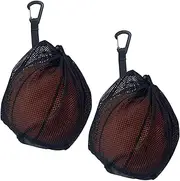 2 PCS Drawstring Basketball Bag, Basketball Football Volleyball Carry Bag, Clip on Ball Holder for Backpack, Basketball Storage Net Bag, Mesh Handbag Ball Bag for Basketball Football Volleyball