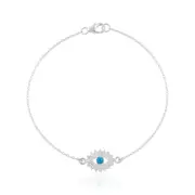 Zamel's Sterling Silver 19cm Turquoise White Topaz Evil Eye Bracelet Jewellery