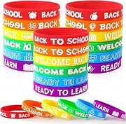 JUNEBRUSHS 42pcs Back to School Silicone Bracelets Rubber Wristbands for First Day of School Gifts Prize School Decorations Accessories Stuffers Fillers(6 Designs)