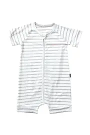 [Bonds] Bonds Newbies Zip Romper Wondersuit in New Grey Marle/White Size: 0-3 Months, Cotton 0-3 Months New Grey Marle/White