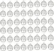 Pack of 50 Tree of Life Charms Pendants 24mm x20mm DIY Antique Charms Pendant for Crafting Bracelet Necklace Jewelry Findings Jewelry Making Accessory (50pcs Tree Silver)