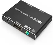 8K DP Input to DP & HDMI Splitter, Displayport Displayport MST Hub Splitter Support DP 1.4 in to DP1.4 & HDMI 2.1 Out at 8K@30Hz 4K@144Hz