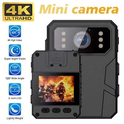 Mini Police Body Worn Camera Video Recorder Night Vision Camcorder 4K 1080P HD