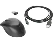 HP Wireless Premium Mouse - Black - 1600dpi, USB Cable for Recharge