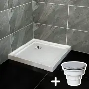 ELEGANT SHOWERS Rectangular Square Shower Screen Base Thickened Acrylic, 800 x 800mm / Sliver (Chromed-plating)