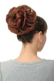 Hair Piece Hair Rose Bun Bushy Volume Braid Red Brown Red Highlights Q840-33T350