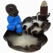 Monk Lotus Pond Ceramic Backflow Cone Incense Burner Holder Waterfall Yoga
