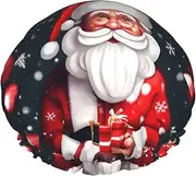 Christmas Santa Clauss Print Various Activities Shower Cap Reusable Soft And Lightweight Bath Hair Cap Long Hair