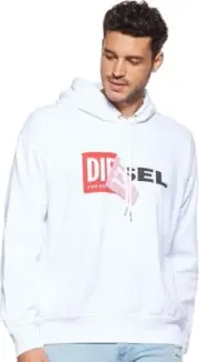 Diesel Italy [00S8WB0IAEG] S-ALBY SWEAT WHITE HOODIE