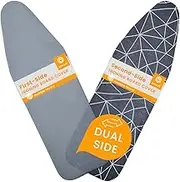 SAVUK Ironing Board Cover and Pad Dual Side X2 Lifetime Double Using Heavy Duty Thick Padding Heat Reflective Non Stick Scorch and Stain Resistant Adjustable Rope Suitable for All 15x54 inch