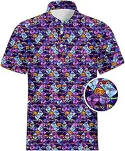 [GUYEP] Golf Shirts for Men Funny Golf Polo Shirts Quick Dry Polo Shirts Hawaiian Short Sleeve Polo Shirts