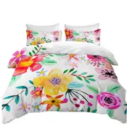 Lovely Modest Painting Colorful Flowers Quilt Cover