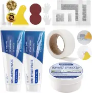 Drywall Repair Kit, 250g*2, Wall Mending Paste, Repair Tape & Patch, Quick Fill