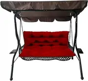 Waterproof 3 Seater Garden Hammock Cushion with Backrest and Strap for Canopy Swing Thick Outdoor Patio Furniture Seat Pad Red 100*100*10cm