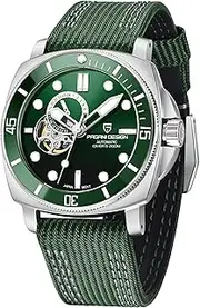 [PAGRNE DESIGN] Pagani Design Men’s Automatic Watches Japan NH39 Mechanical Skeleton Waterproof Wrist Watch for Men Military Style Nylon Strap
